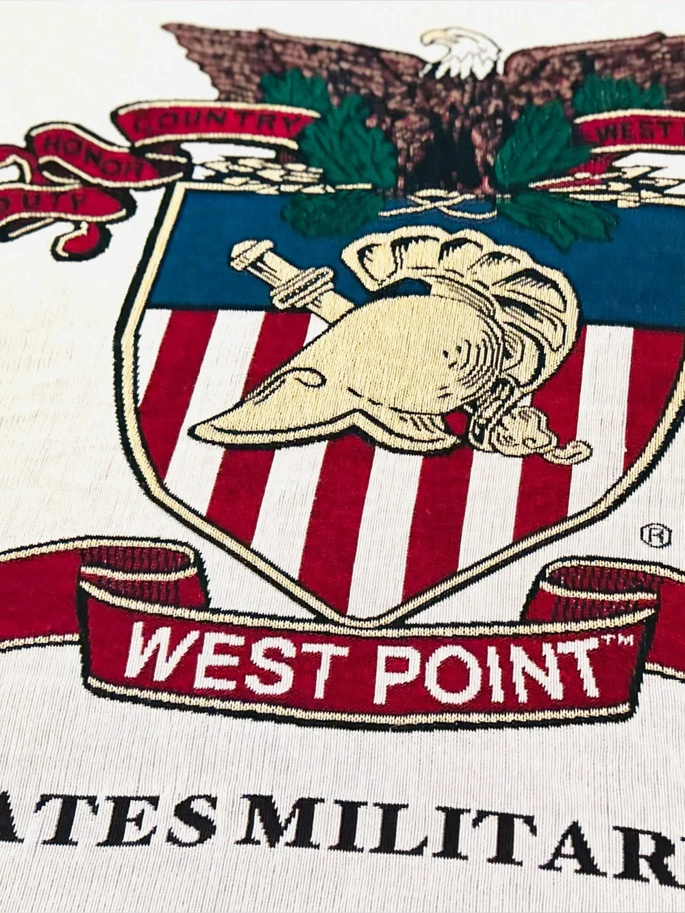 Vintage West Point Military Academy USMC Woven Throw Blanket 54x78 Army Cadet